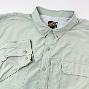 CE Schmidt Workwear Mens Green 3XL Long Sleeve Button Down Vented Zip Pocket